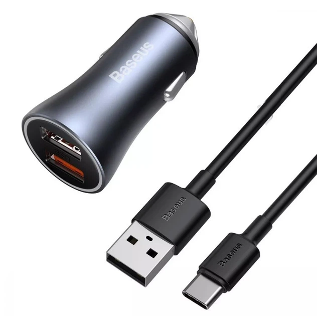 АЗУ Baseus 2хUSB QC 40W с кабелем USB-Type-C Golden Contactor Pro Dark Gray (TZCCJD-A0G) - изображение 3