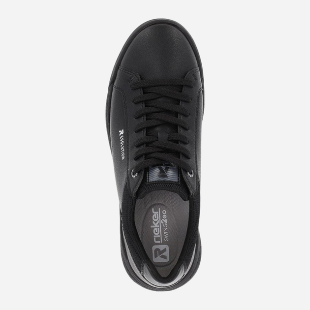 Sneakersy męskie skórzane do kostki RIEKER revu1100-00 41 Czarne (4061811780204) - obraz 6