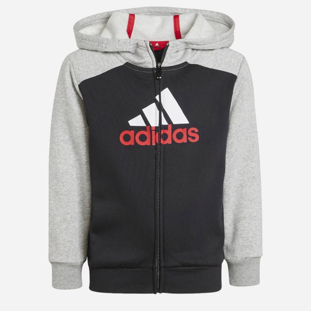 Komplet sportowy chłopięcy ocieplany (bluza + spodnie) adidas LK BL FL TS IJ6386 128 cm Szary/Czarny (4066762627738) - obraz 2