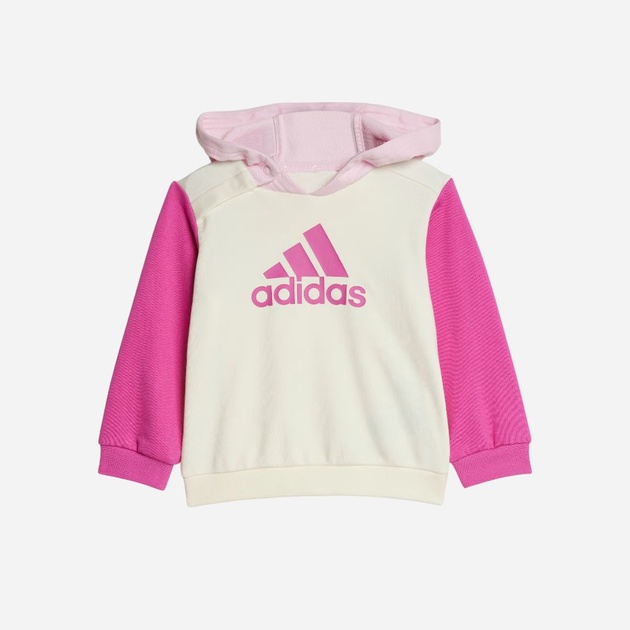 Дитячий спортивний костюм (худі + штани) для дівчинки Adidas I CB FT JOG IQ4084 92 см Бежевий/Рожевий (4067887147088) - зображення 2