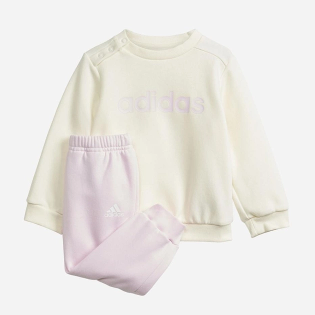 Дитячий теплий спортивний костюм (світшот + штани) для дівчинки Adidas I LIN FL JOG IS2500 92 см Молочний/Світло-рожевий (4067891911477) - зображення 1