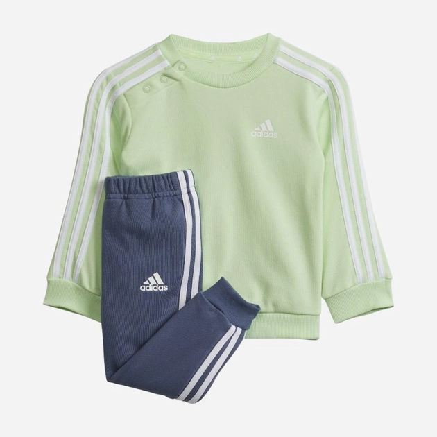 Дитячий спортивний костюм (світшот + штани) для хлопчика Adidas I 3S JOG IS2506 74 см Салатовий/Темно-синій (4067891919138) - зображення 1