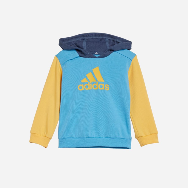 Dres sportowy (bluza z kapturem + spodnie) dla chłopca Adidas I CB FT JOG IS2678 104 cm Niebieski/Żółty/Błękitny (4067887147170) - obraz 2