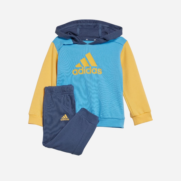 Dres sportowy (bluza z kapturem + spodnie) dla chłopca Adidas I CB FT JOG IS2678 68 cm Niebieski/Żółty/Błękitny (4067887147132) - obraz 1