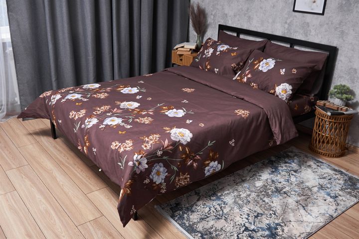 Акція на Комплект постільної білизни Moon&Star Мікросатин Premium Floral Mocha King Size 220x240 см наволочки 4х70х70 см (MS-820005009) від Rozetka