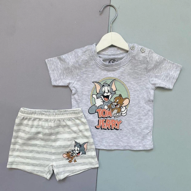 Костюк Primark дитячий бавовняний Том і Джері 68 см (3-6 міс) сірий - Фото 1 Костюк Primark дитячий бавовняний Том і Джері 68 см (3-6 міс) сірий - зображення 1