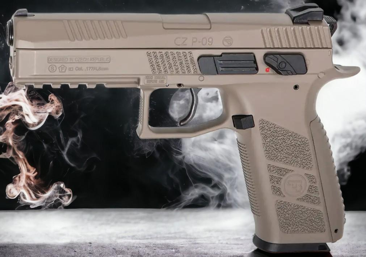 Пістолет пневматичний ASG CZ P-09 Blowback FDE (Pellet кал. 4.5 мм) - зображення 1