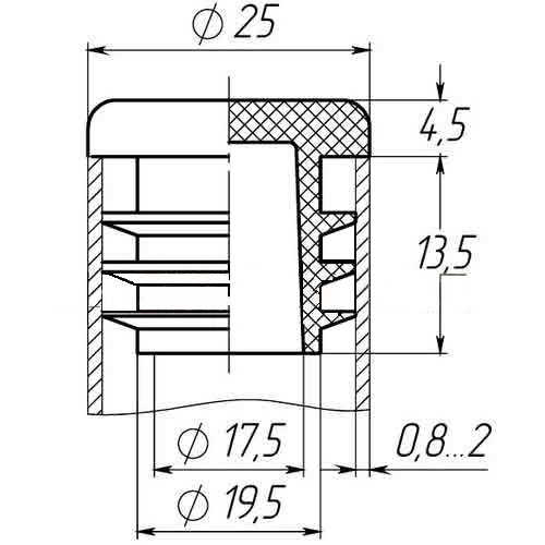 Заглушка 25мм внутрішня кругла для труби пласка чорна Steelfix 200 шт (081070) - зображення 2