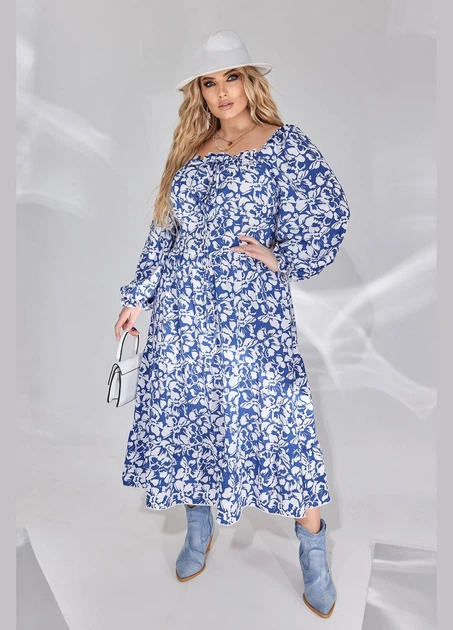 Нежное платье 621540 Синий 50-52 - Фото 1 Нежное платье 621540 Синий 50-52 - изображение 1