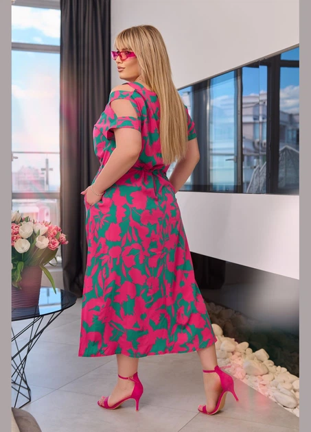 Платье макси с открытыми плечами 621270 Розовый 54-56 - Фото 4 Платье макси с открытыми плечами 621270 Розовый 54-56 - изображение 4