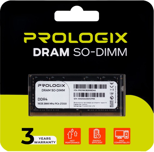 Модуль пам'яті Prologix SO-DIMM 16GB/2666 DDR4 (PRO16GB2666D4S) - Фото 4 Модуль пам'яті Prologix SO-DIMM 16GB/2666 DDR4 (PRO16GB2666D4S) - зображення 4