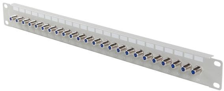 Патч-панель Lanberg 24 порти 1U 19" Socket Type F Barrel Silver (PPRF-R624-S) - зображення 1