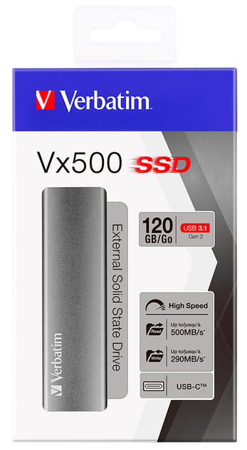 SSD dysk Verbatim VX500 120GB USB-C 3.1 Gen 2 Grey - obraz 3