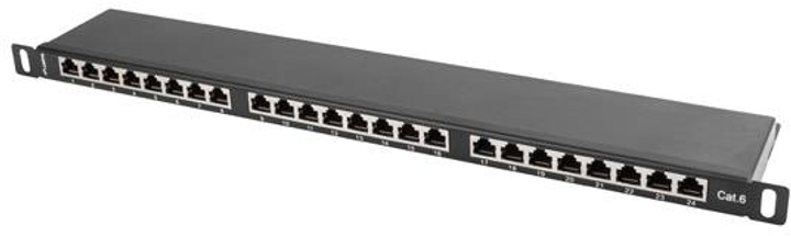 Patch panel Lanberg 24 port 0.5U kat.6 ekranowany Black (PPS6-0024-B) - obraz 1