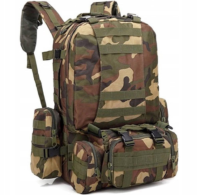 Рюкзак тактический на 50л с подсумками цвет мультикам темный - изображение 1