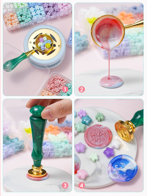 Набор сургуч для создания восковых печатей Sealing Wax Set Starry Sky в форме звездочек (AS356-24) - изображение 6