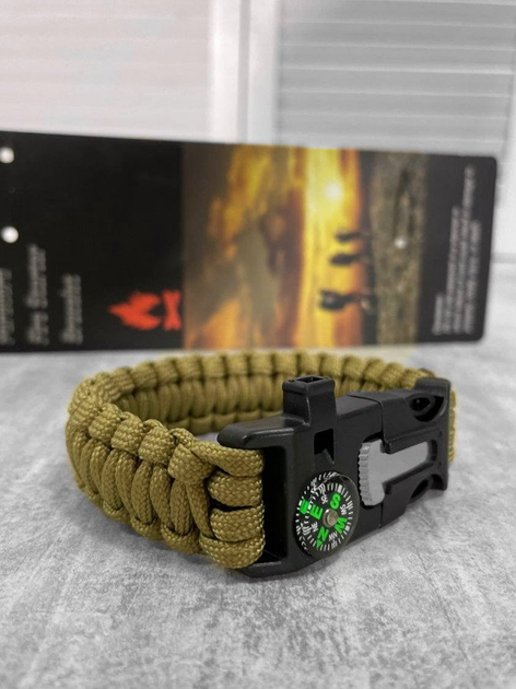 Paracord браслет з вискорем, компасом та свистком кайот - изображение 2