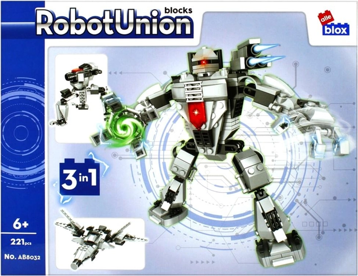 Конструктор Alleblox RobotUnion 3 in 1 Сріблястий 221 деталь (5904335831085) - зображення 1