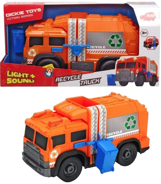 Śmieciarka Dickie Toys z koszem na śmieci z efektami świetlnymi i dźwiękowymi (SBA203306001) - obraz 1