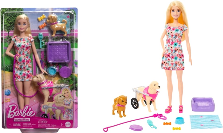 Лялька з аксесуарами Mattel Barbie With Puppies аnd Pet Wheelchair 29 см (0194735192243) - зображення 1