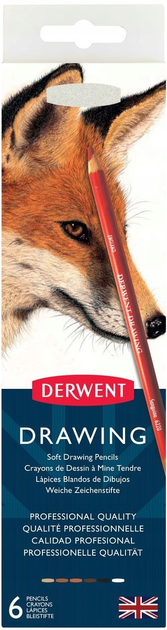 Zestaw kolorowych ołówków Derwent Drawing Pencil Tin 6 szt (5028252195775) - obraz 1