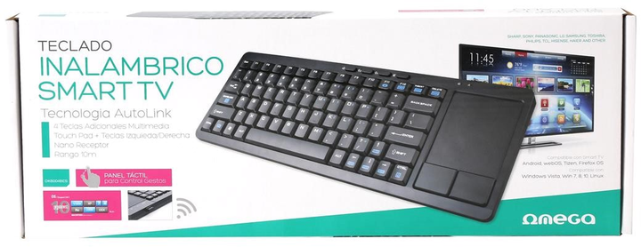 Клавіатура бездротова Omega OKB004B for Smart TV + Touchpad US Black (OKB004BES) - зображення 5