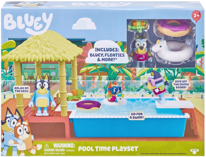 Ігровий набір із фігурками Bluey Moose Toys Pool Time 7 предметів (0630996130650) - зображення 1