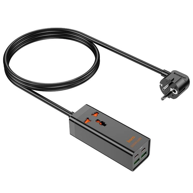 Мережевий подовжувач фільтр Блок живлення HOCO AC10A Talent |1.5 м 2USB/2Type-C/1xSocket PD/QC PD65W| Чорний - зображення 4