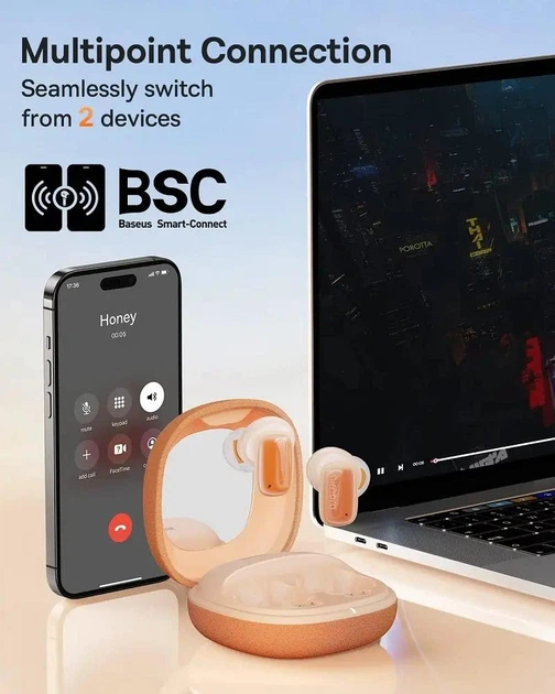 Вакуумные Беспроводные Bluetooth наушники Baseus AirNora 2 True Wireless Earphones Galaxy NGTW320203 l Оранжевый - изображение 7