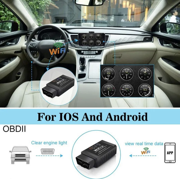 Автосканер ELM327 WI-FI Диагностика авто адаптер OBD2 V1.5 Android iOS ОБД2 елм327 для автол ошибка двигателя - изображение 7