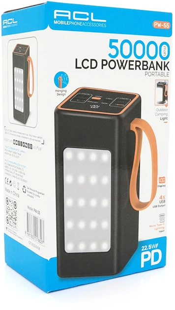 УМБ ACL PW-55 50000 mAh PD 22.5W Black (YT34003) - изображение 3
