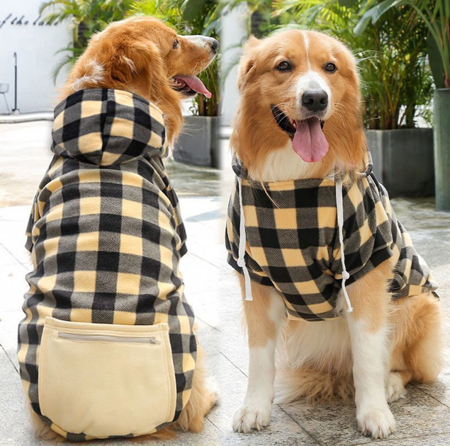 Худі для котів з кишенею Pet Style "Сосиска" Чорно-бежева клітина XL - зображення 6