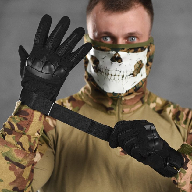 Сенсорные перчатки с резиновыми защитными накладками черные размер 3XL - изображение 1