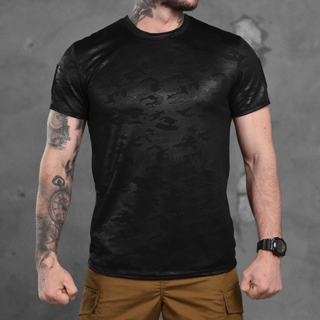 Потовідвідна чоловіча футболка Coolmax з липучкою для шеврону темний мультикам розмір L - зображення 1