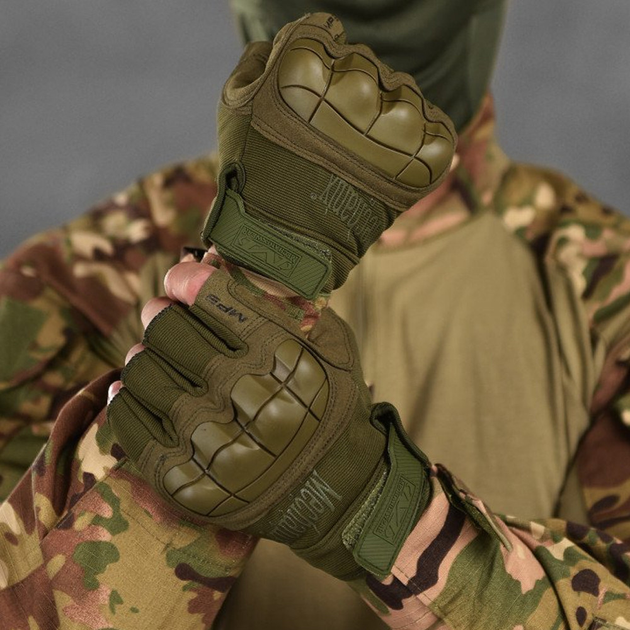 Перчатки Mechanix M-Pact 3 с открытыми пальцами и защитными накладками олива размер M - изображение 2