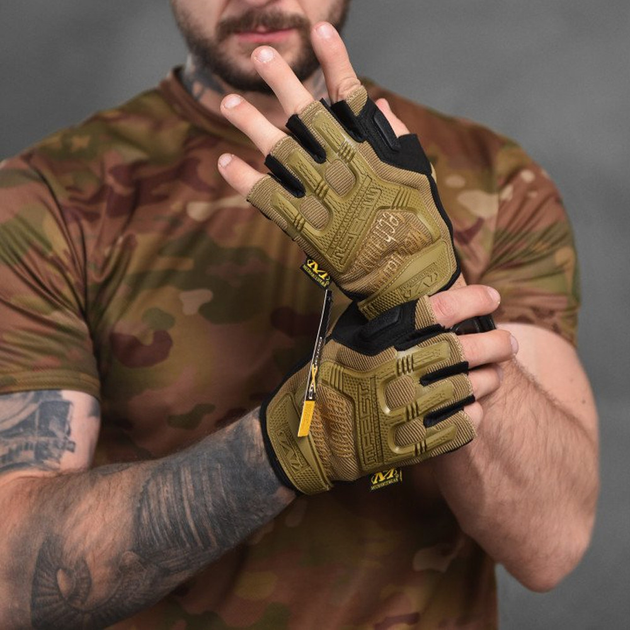 Безпалі нейлонові рукавиці Mechanix M-Pact Gloves із гумовими накладками койот розмір M - зображення 1