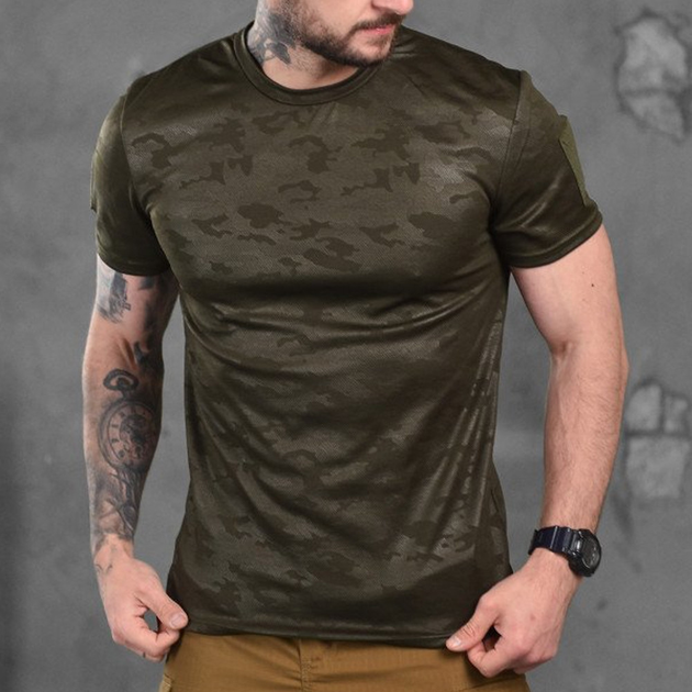 Потоотводящая мужская футболка Coolmax с липучкой для шеврона мультикам олива размер 3XL - изображение 1