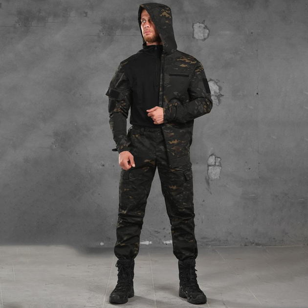 Чоловіча Форма ріп-стоп Poseidon 3в1 Куртка + Штани + Убакс чорний мультикам розмір L - зображення 1