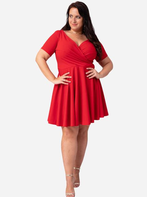 Sukienka trapezowa damska Plus Size Karko U337 50-52 Czerwona (5903676038108) - obraz 1
