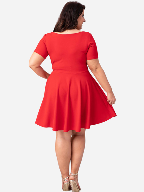 Sukienka trapezowa damska Plus Size Karko U337 54-56 Czerwona (5903676038115) - obraz 2