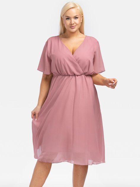 Плаття міді літнє жіноче Karko SA400 48 Ніжно-рожеве (5903676032984) - зображення 1