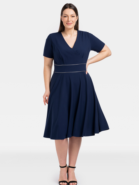 Sukienka trapezowa damska Plus Size Karko SC220 56 Granatowa (5903676216599) - obraz 1