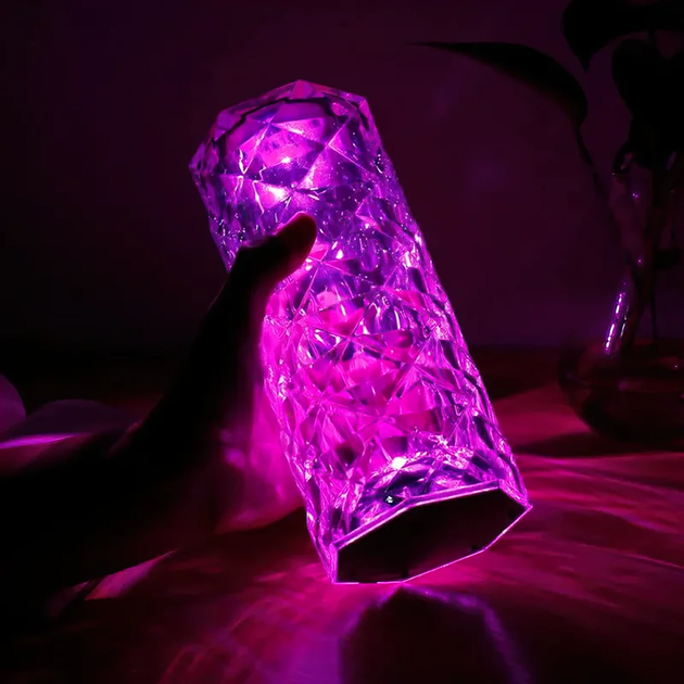 Cветильник ночник на аккумуляторе и USB "Rose Diamond" + пульт, 21см, RGB (Настольная лампа ночник) - Фото 3 Cветильник ночник на аккумуляторе и USB "Rose Diamond" + пульт, 21см, RGB (Настольная лампа ночник) - изображение 3