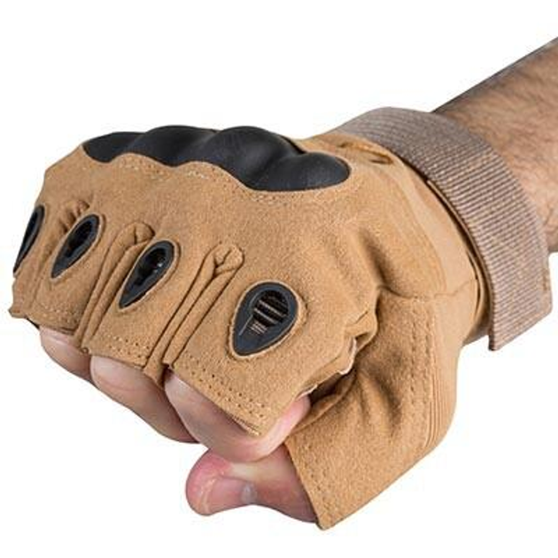 Тактичні короткі рукавички, розмір Pro XL, бежевий. - зображення 2