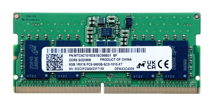 Micron Ram Memoria PC5-5600B-SCO-1110-XT 1RX16 8GB メモリー 8gb 5600mhz Pc5-5600b-sc0-1110-xt 1rx16 メモリー