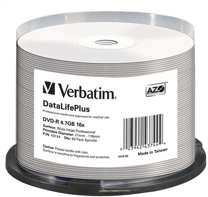 Dyski Verbatim DVD-R 4.7 GB 16X Printable Cake 50 szt (VDPDLP50) - obraz 1