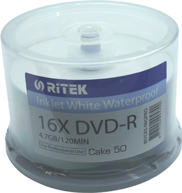Диски Traxdata Ritek DVD-R 4.7GB 16X Printable Glossy Cake 50 шт (TRDWG50-) - зображення 1