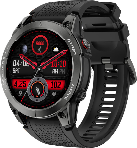 Smartwatch Manta Activ X GPS Czarny + Pasek pomaranczowy (SWA001BK) - obraz 1