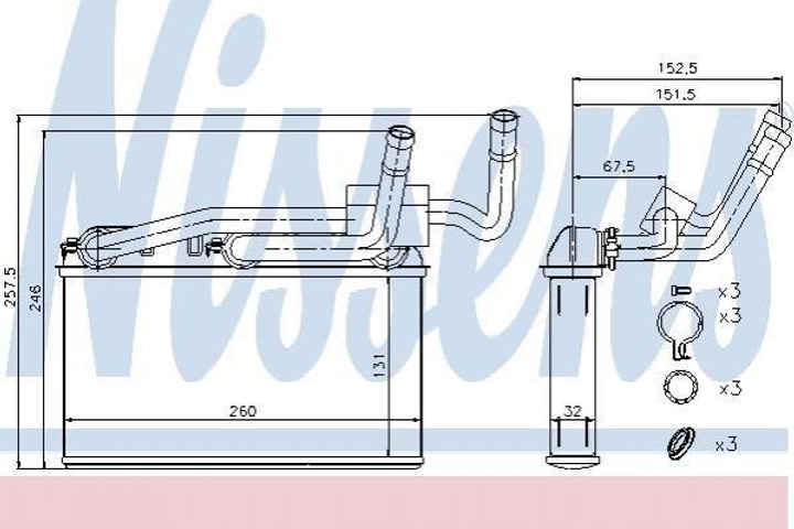 Радиатор печки NISSENS 70529 BMW X6, X5 64116968203, 6968203 - изображение 1