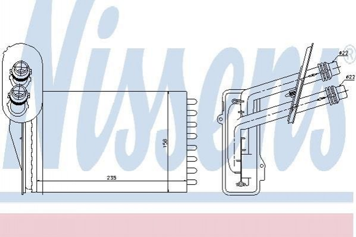 Радиатор печки NISSENS 73850 Volkswagen Polo, Golf, Bora; Seat Leon, Toledo; Skoda Octavia; Audi TT, A3 1J2819031A, 1J2819031, 1J2819031B - изображение 1